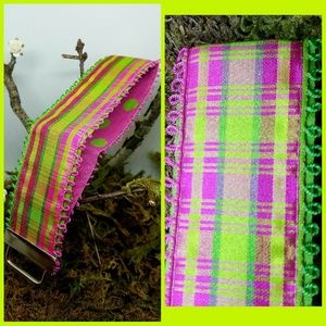 BUNDLE TO SAVE! Lime & Pink Madras Ribbon Keychain